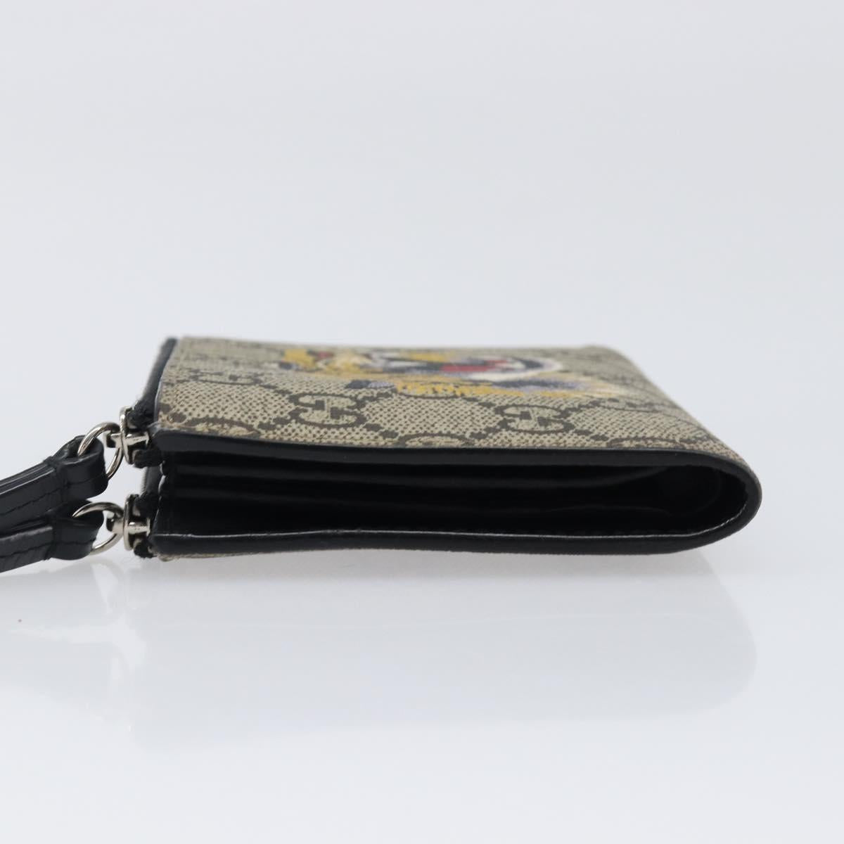 GUCCI GG Supreme Compact Wallet PVC Beige Silver 547083 Auth 202833M