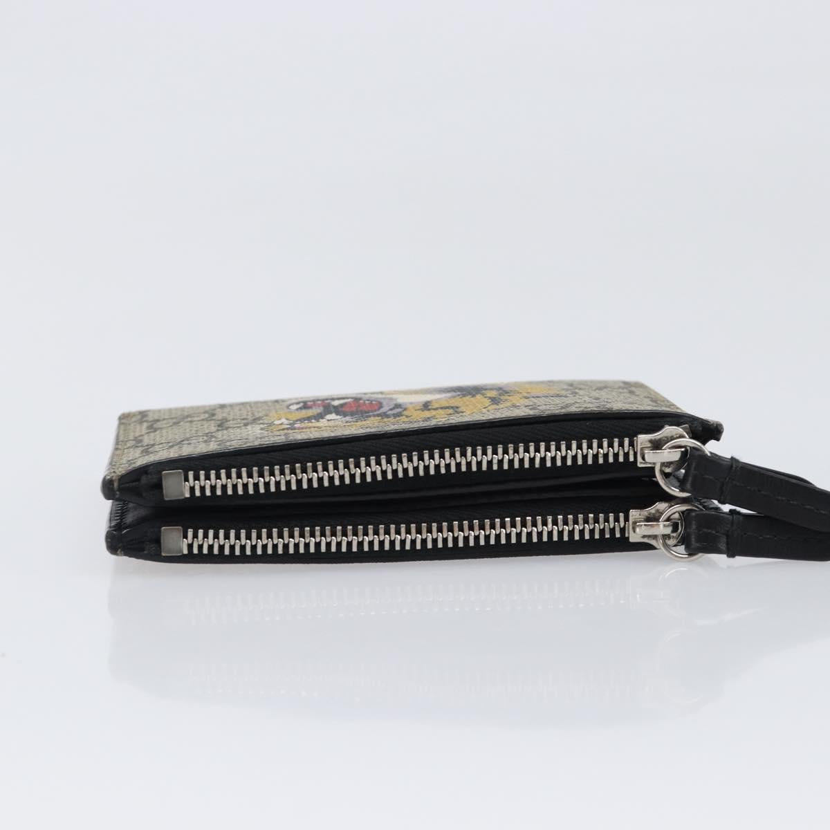 GUCCI GG Supreme Compact Wallet PVC Beige Silver 547083 Auth 202833M
