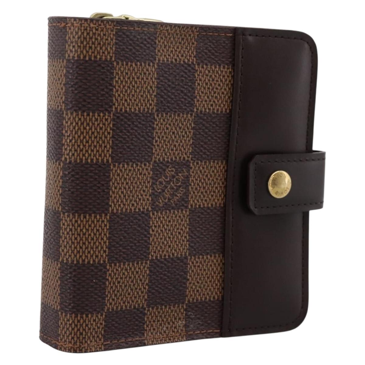 LOUIS VUITTON Damier Ebene Compact Zip Bifold Wallet N61668 LV Auth 202835