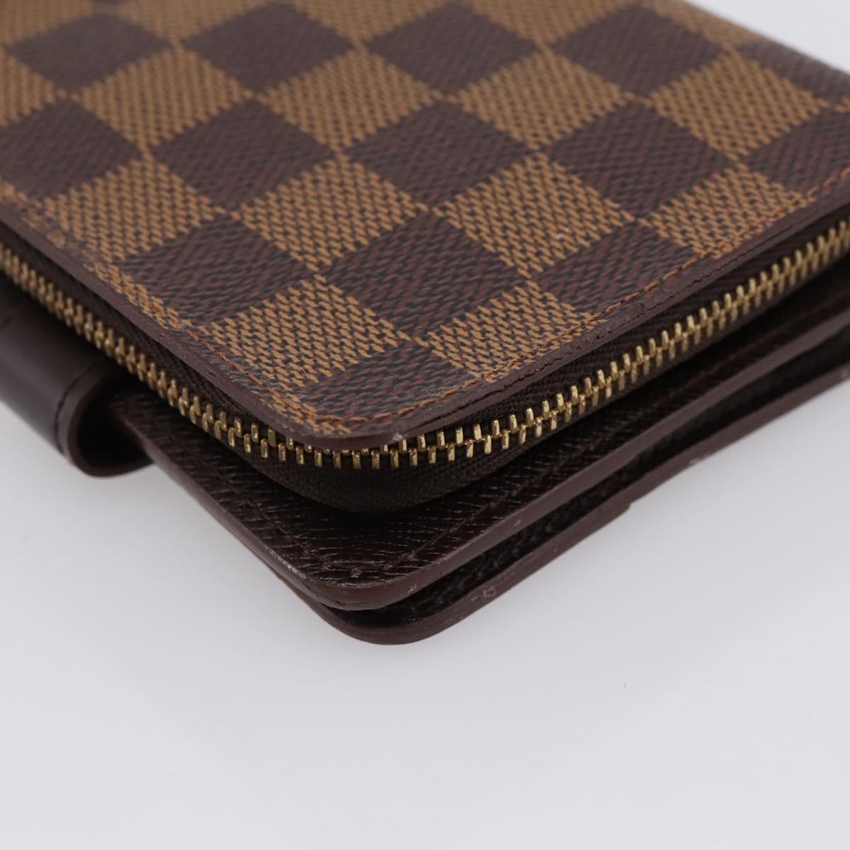 LOUIS VUITTON Damier Ebene Compact Zip Bifold Wallet N61668 LV Auth 202835