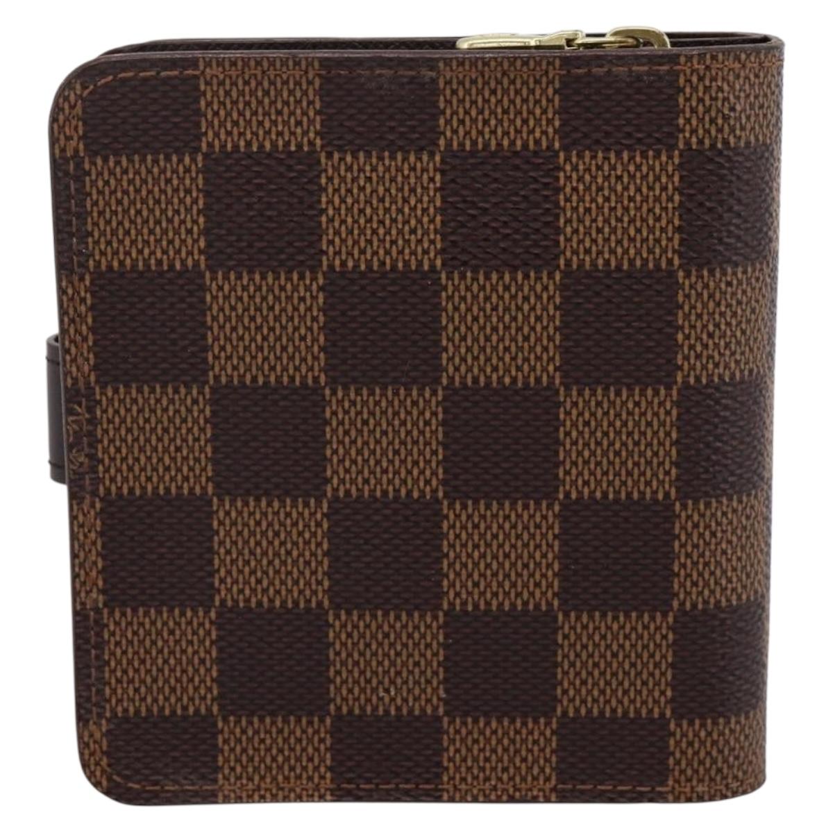 LOUIS VUITTON Damier Ebene Compact Zip Bifold Wallet N61668 LV Auth 202835