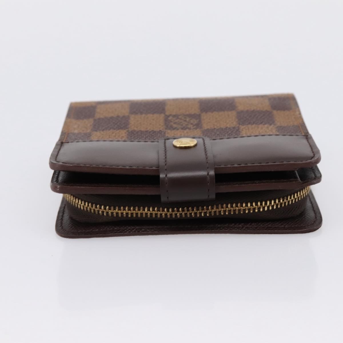 LOUIS VUITTON Damier Ebene Compact Zip Bifold Wallet N61668 LV Auth 202835