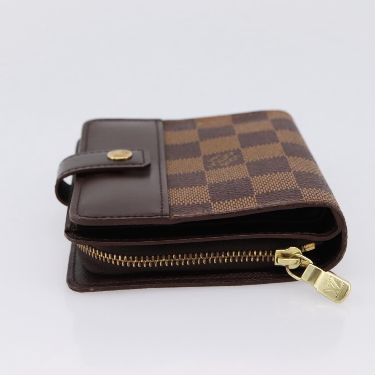 LOUIS VUITTON Damier Ebene Compact Zip Bifold Wallet N61668 LV Auth 202835