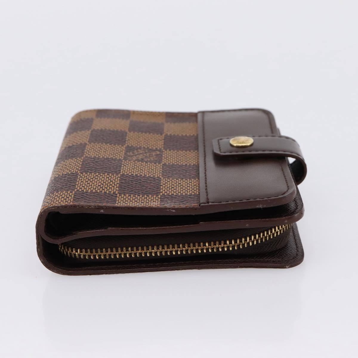 LOUIS VUITTON Damier Ebene Compact Zip Bifold Wallet N61668 LV Auth 202835