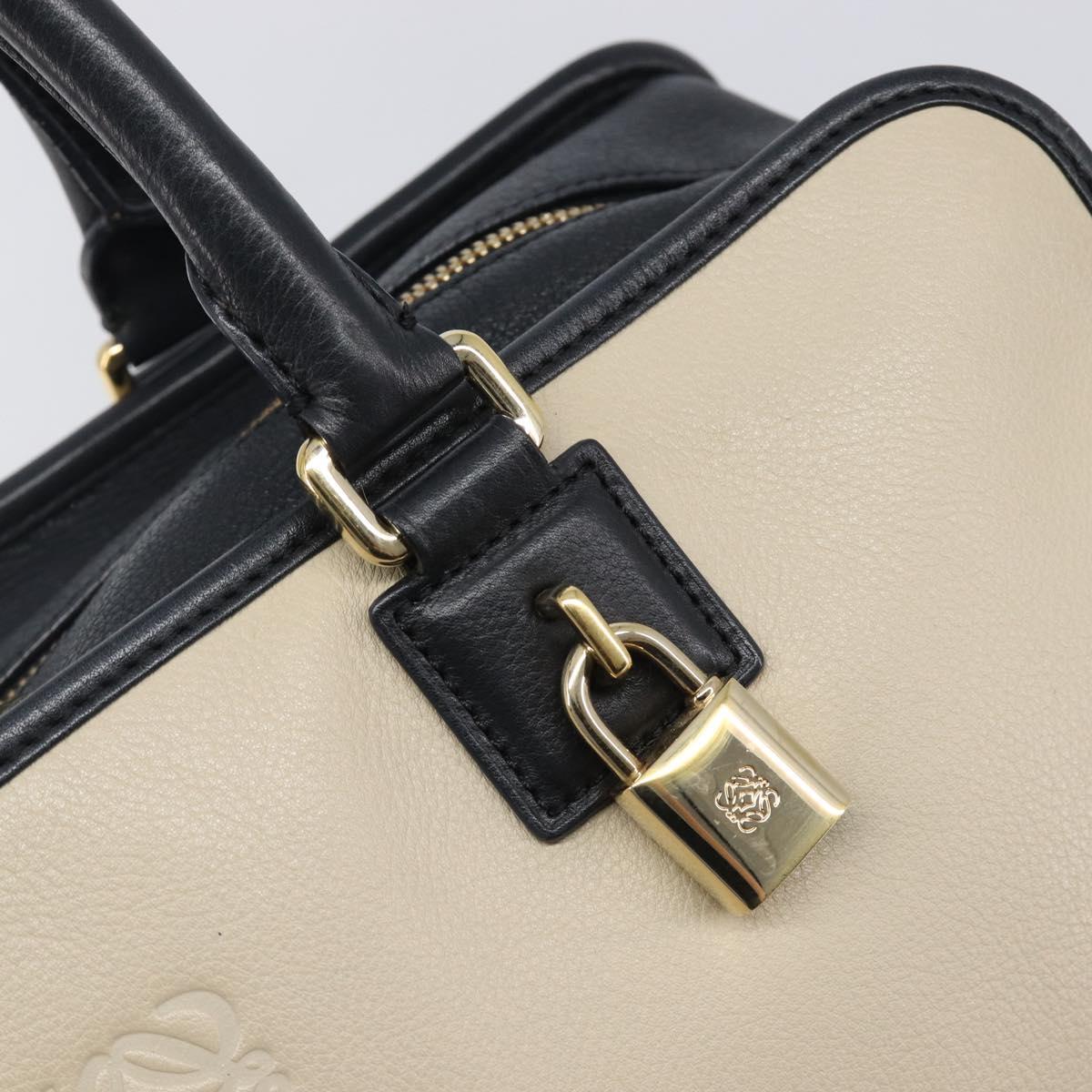 LOEWE Amazona 36 Hand Bag Leather Ivory Gold Tone Auth 202837