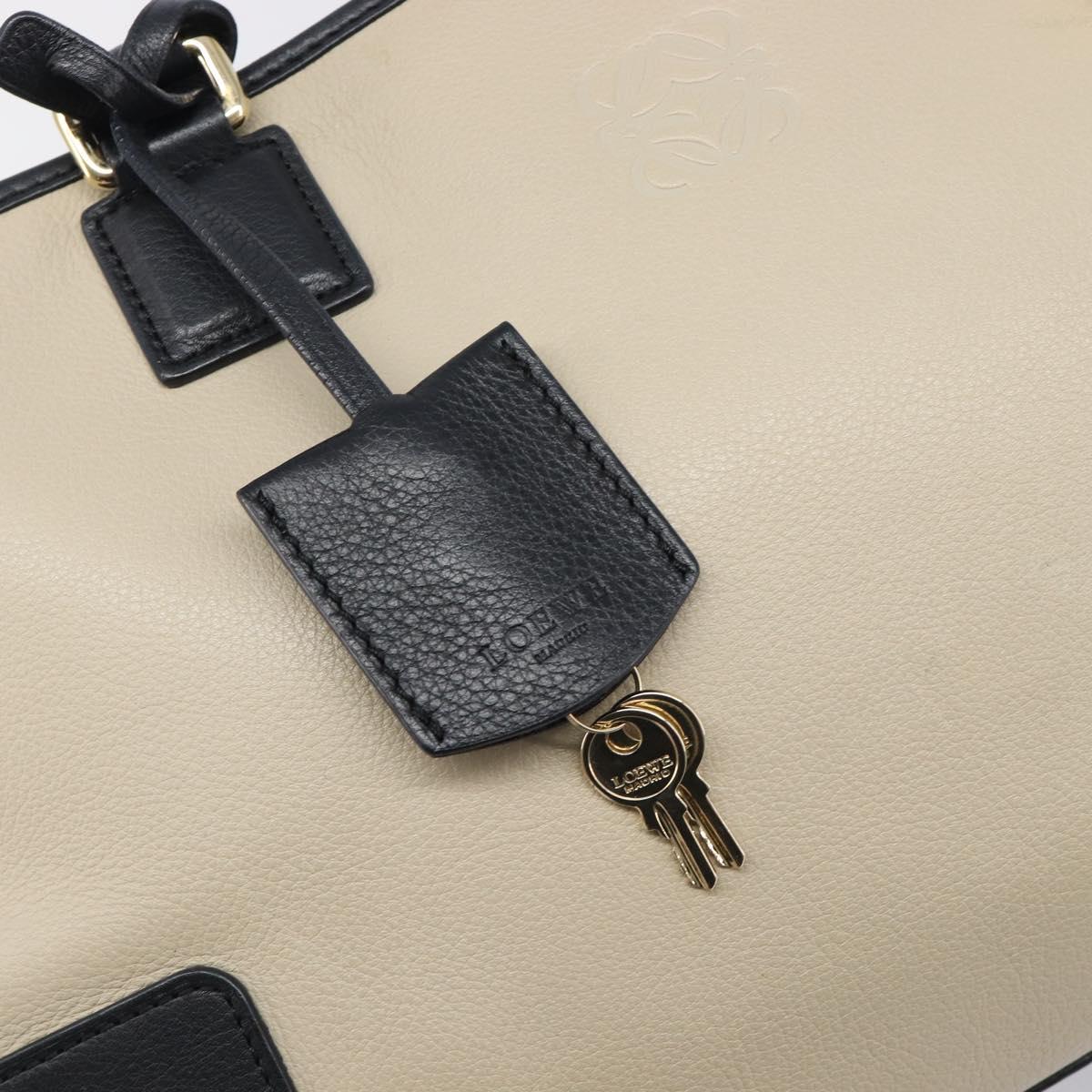 LOEWE Amazona 36 Hand Bag Leather Ivory Gold Tone Auth 202837