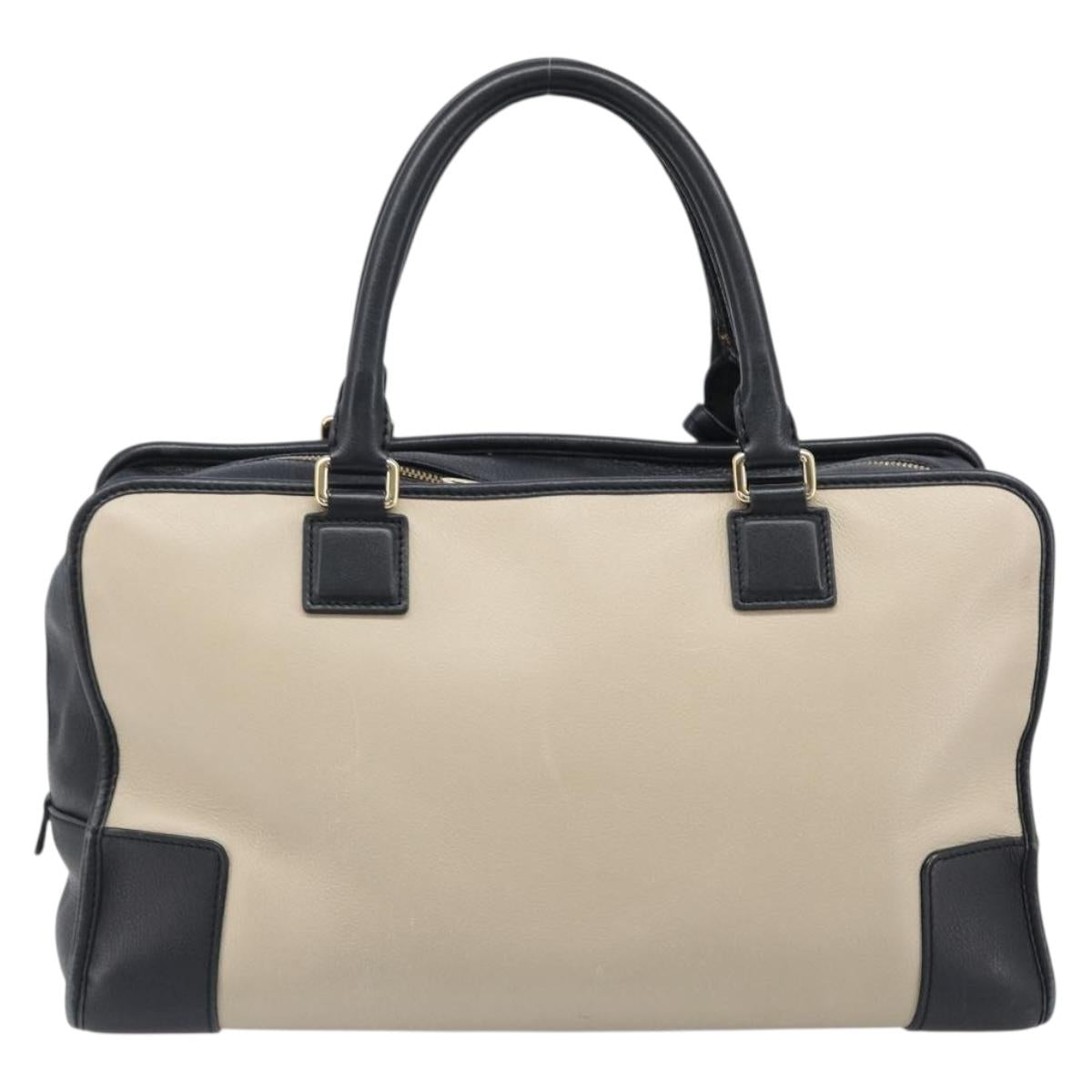 LOEWE Amazona 36 Hand Bag Leather Ivory Gold Tone Auth 202837