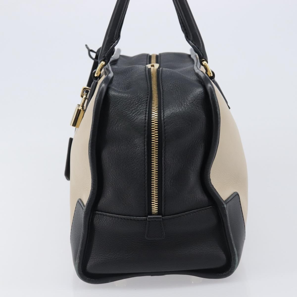 LOEWE Amazona 36 Hand Bag Leather Ivory Gold Tone Auth 202837