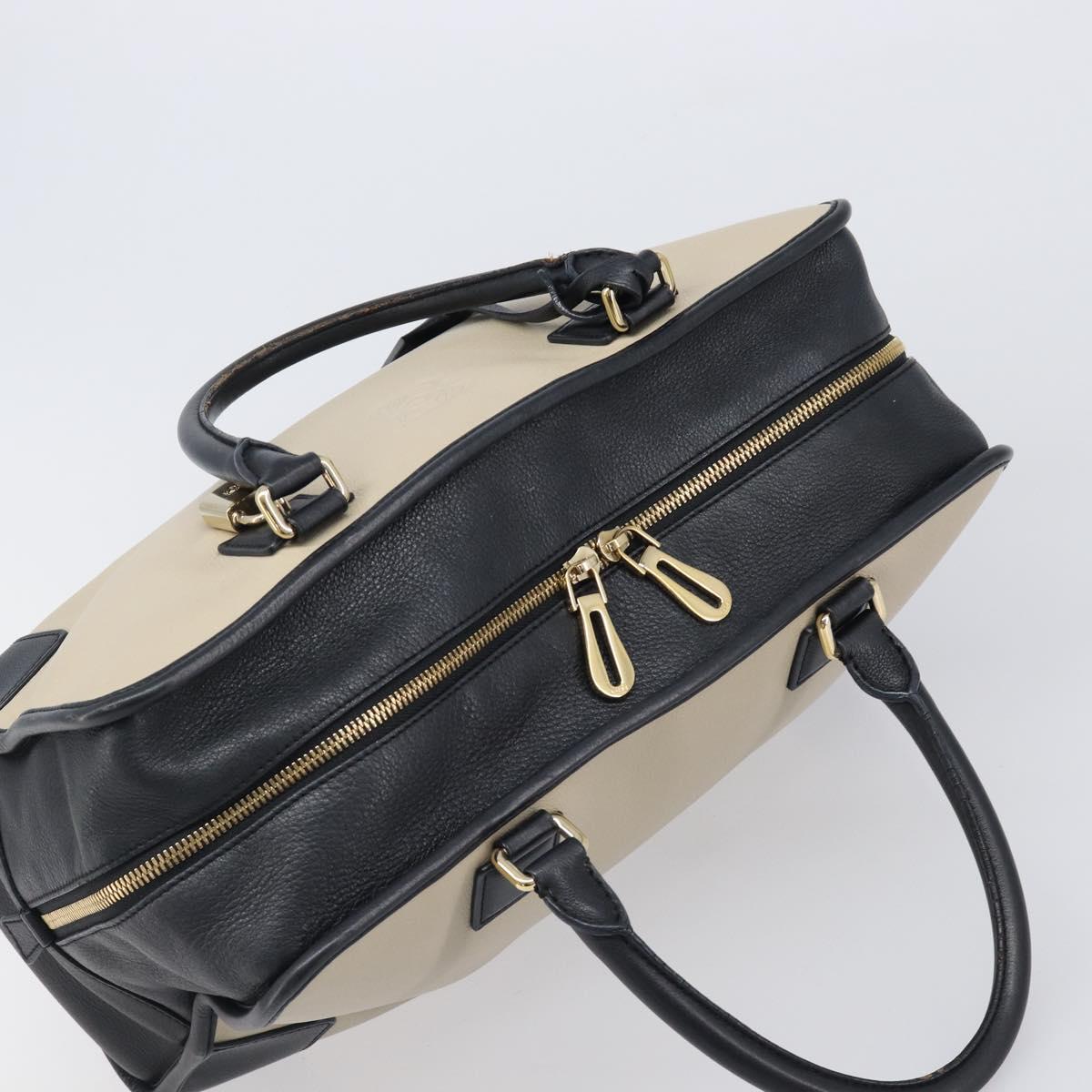 LOEWE Amazona 36 Hand Bag Leather Ivory Gold Tone Auth 202837