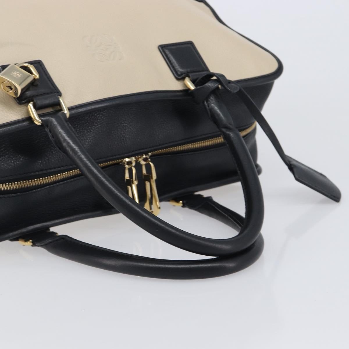 LOEWE Amazona 36 Hand Bag Leather Ivory Gold Tone Auth 202837