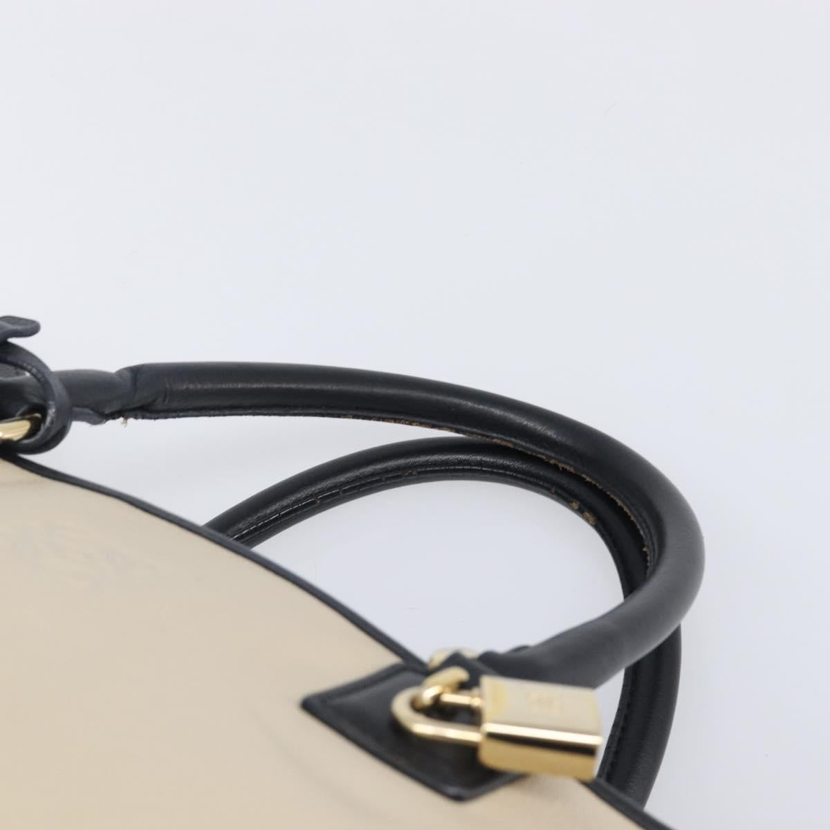 LOEWE Amazona 36 Hand Bag Leather Ivory Gold Tone Auth 202837