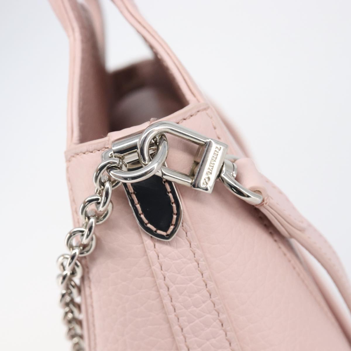 TIFFANY&Co. Return to Chain Shoulder Bag Leather 2way Pink Silver Auth 202840A