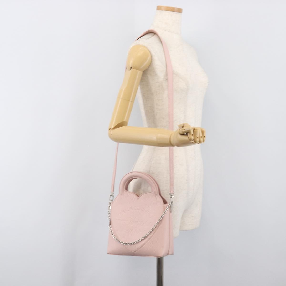 TIFFANY&Co. Return to Chain Shoulder Bag Leather 2way Pink Silver Auth 202840A