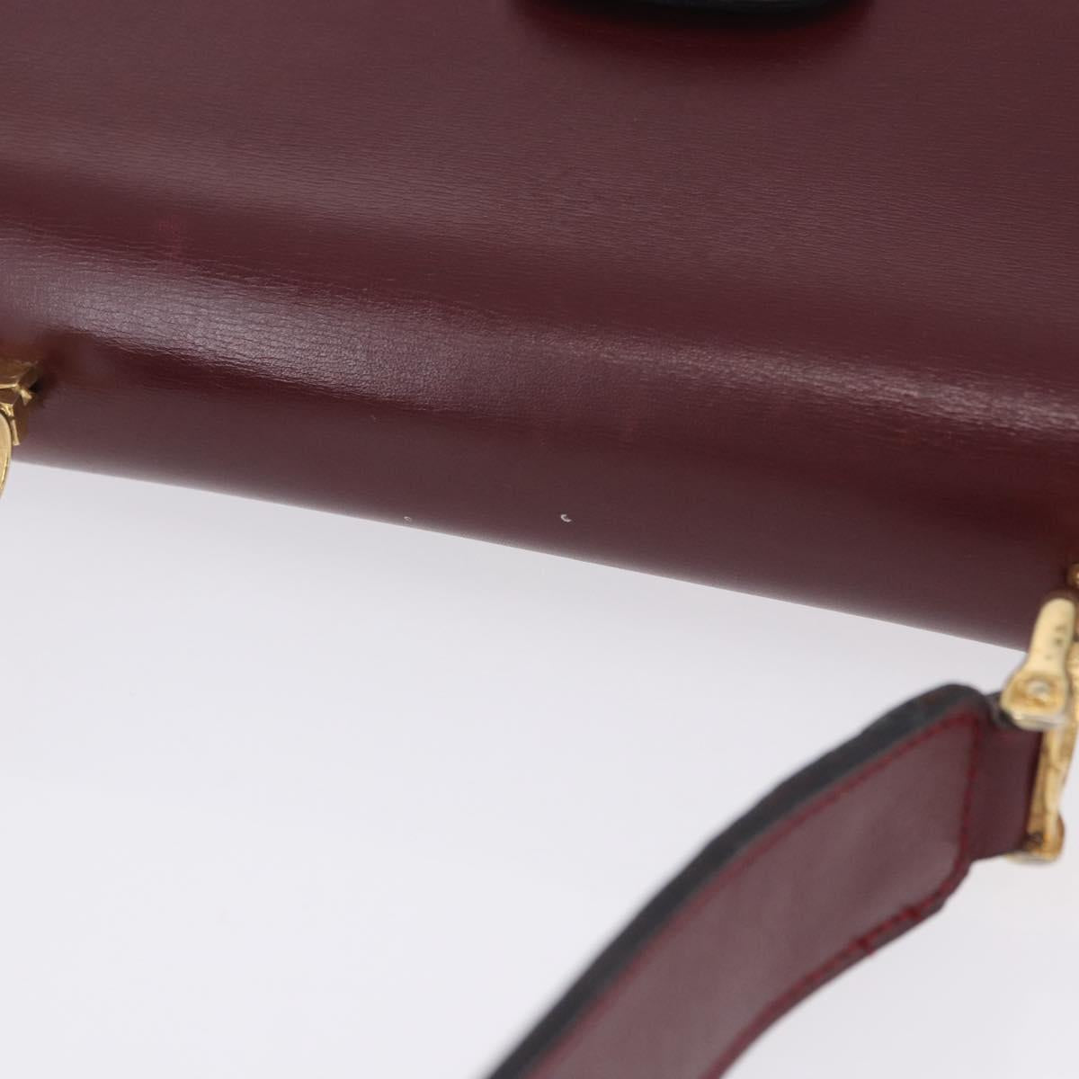 CELINE Shoulder Bag Leather Bordeaux Gold Tone Auth 202841