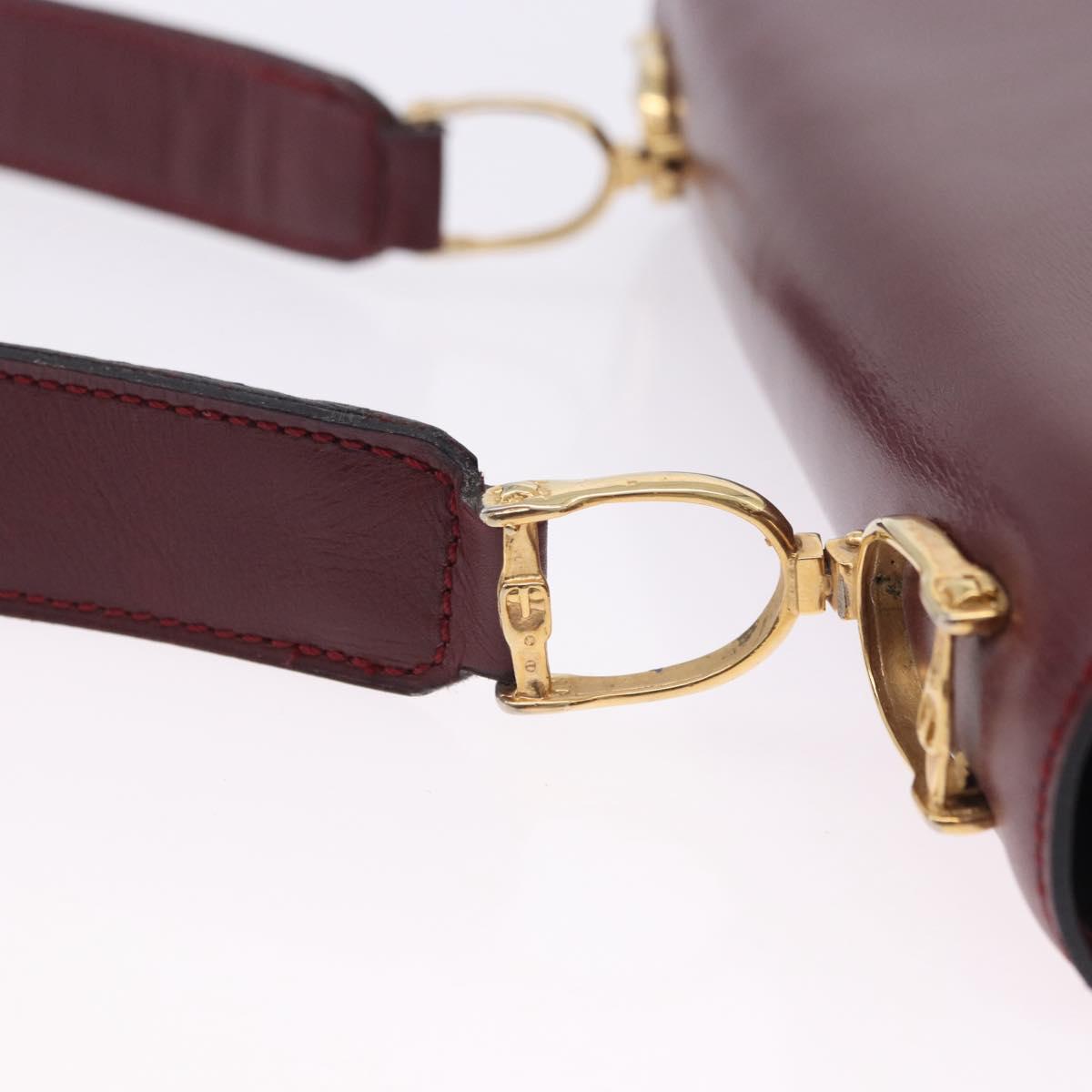 CELINE Shoulder Bag Leather Bordeaux Gold Tone Auth 202841