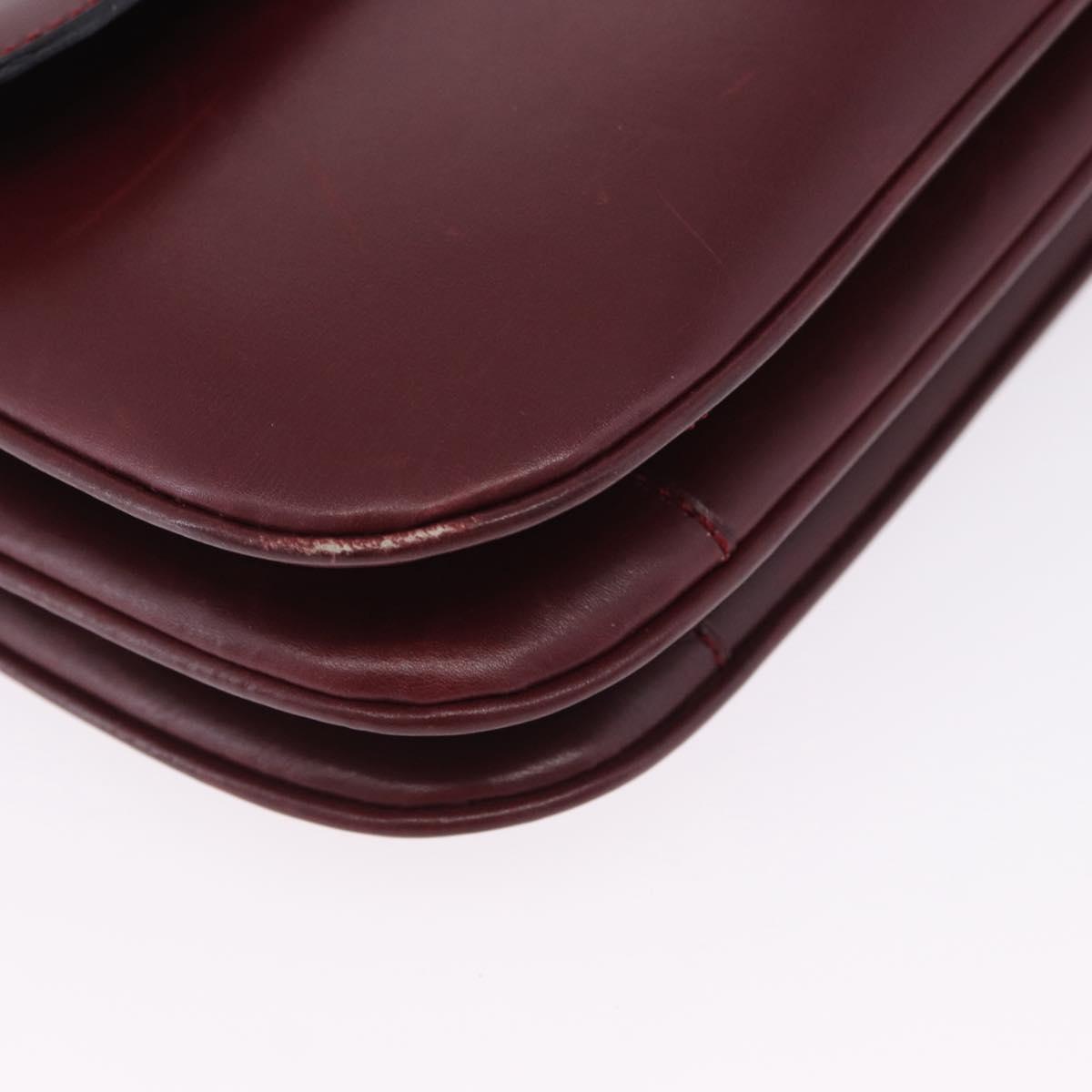 CELINE Shoulder Bag Leather Bordeaux Gold Tone Auth 202841