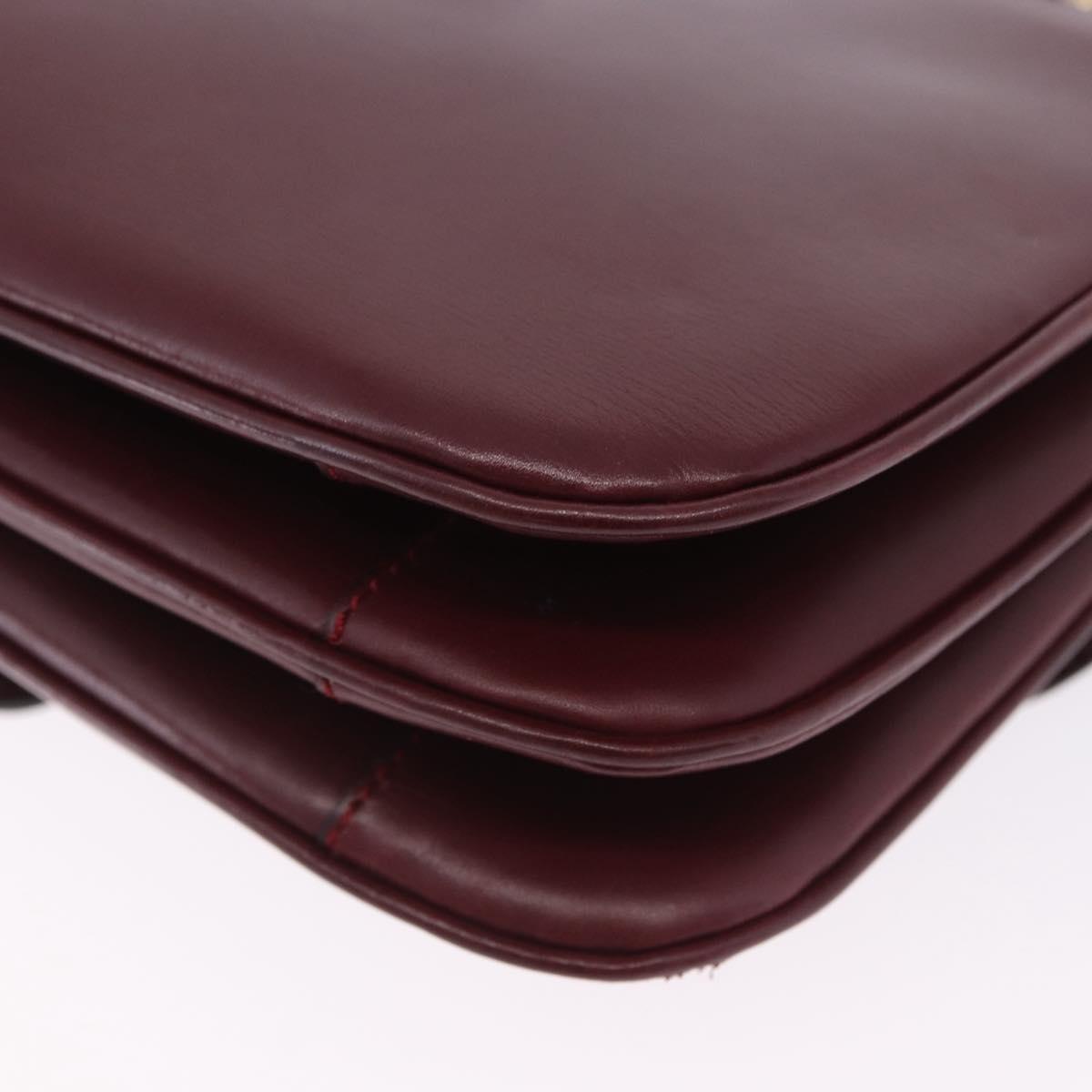 CELINE Shoulder Bag Leather Bordeaux Gold Tone Auth 202841