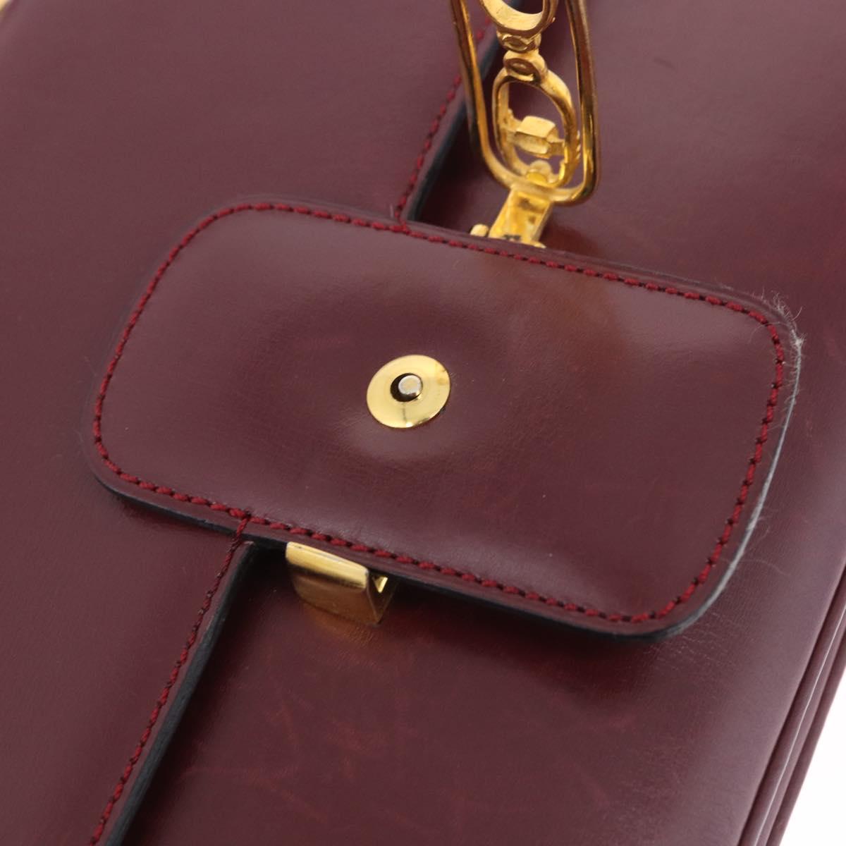 CELINE Shoulder Bag Leather Bordeaux Gold Tone Auth 202841