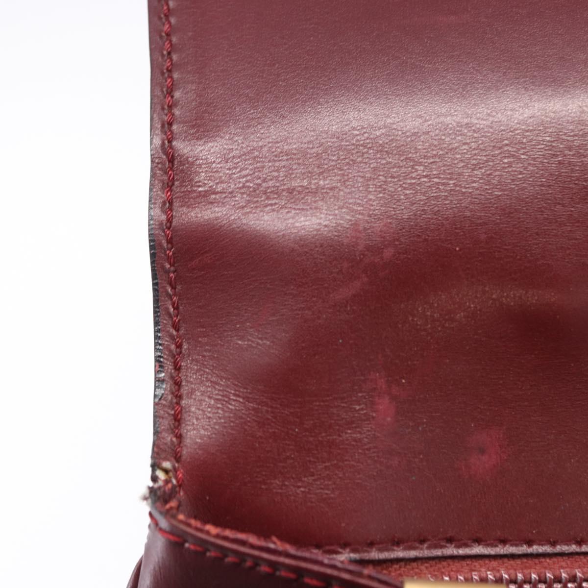 CELINE Shoulder Bag Leather Bordeaux Gold Tone Auth 202841