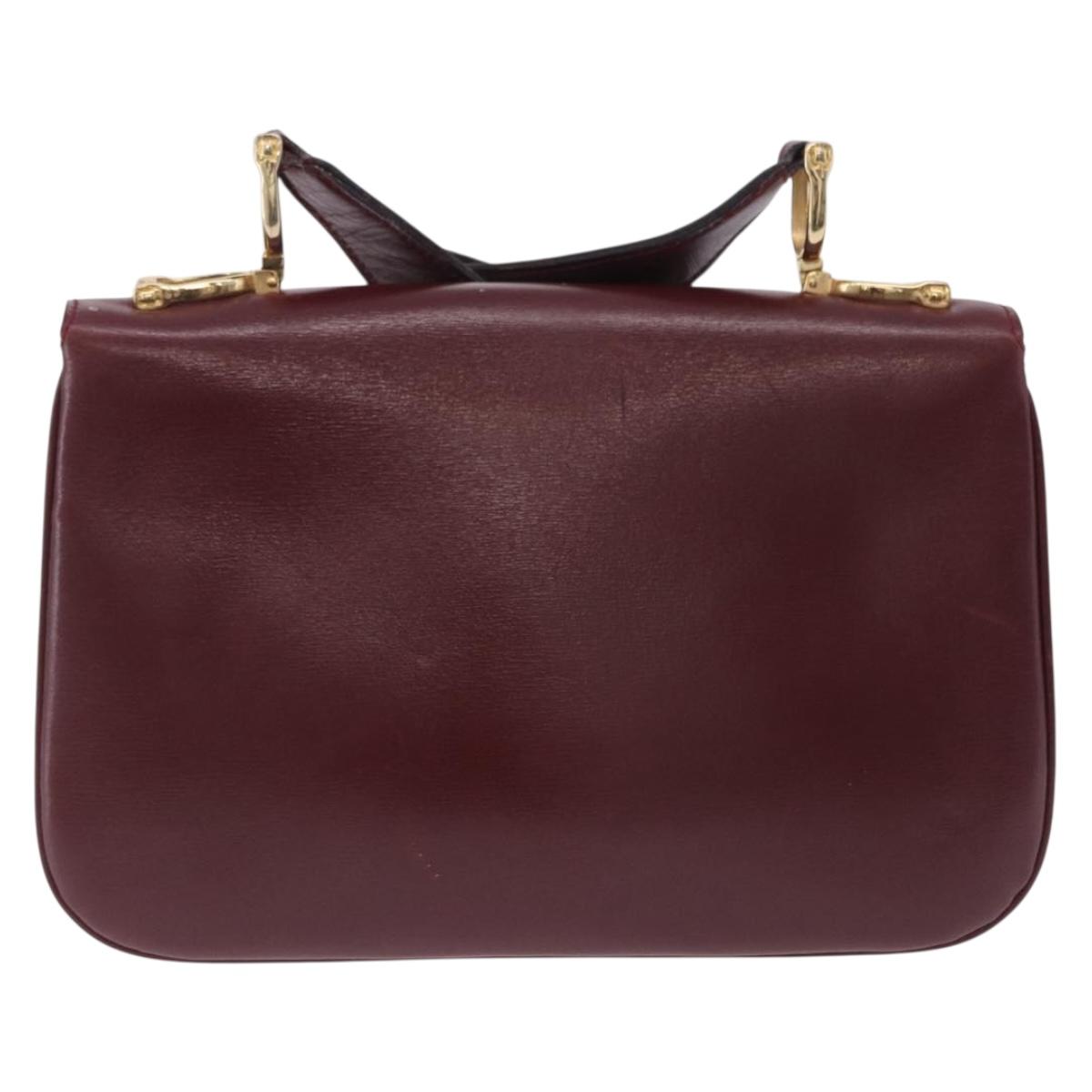 CELINE Shoulder Bag Leather Bordeaux Gold Tone Auth 202841