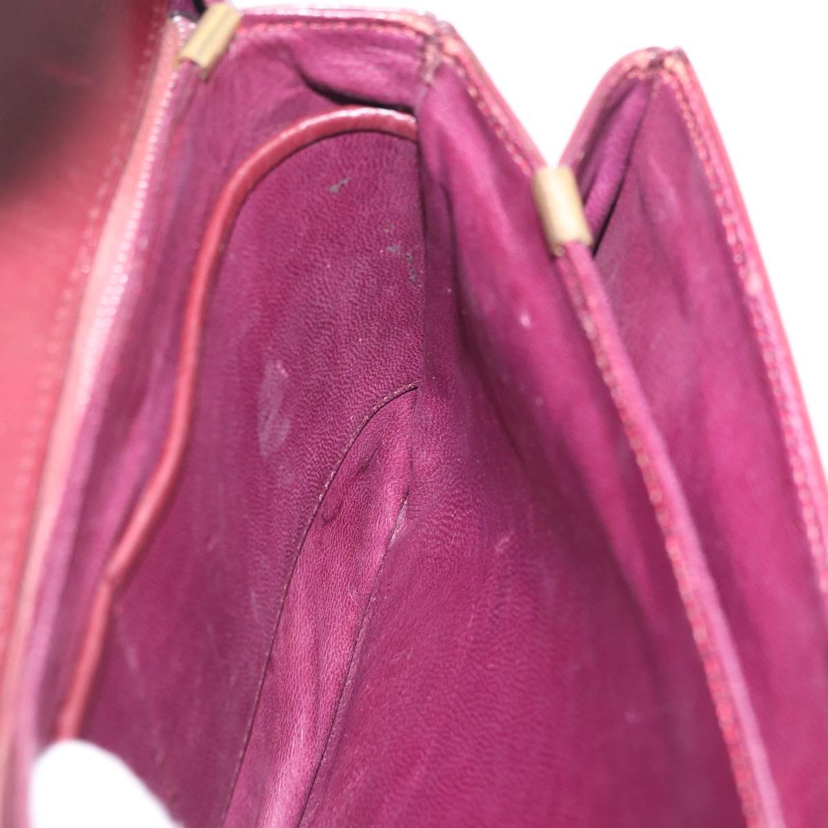 CELINE Shoulder Bag Leather Bordeaux Gold Tone Auth 202841