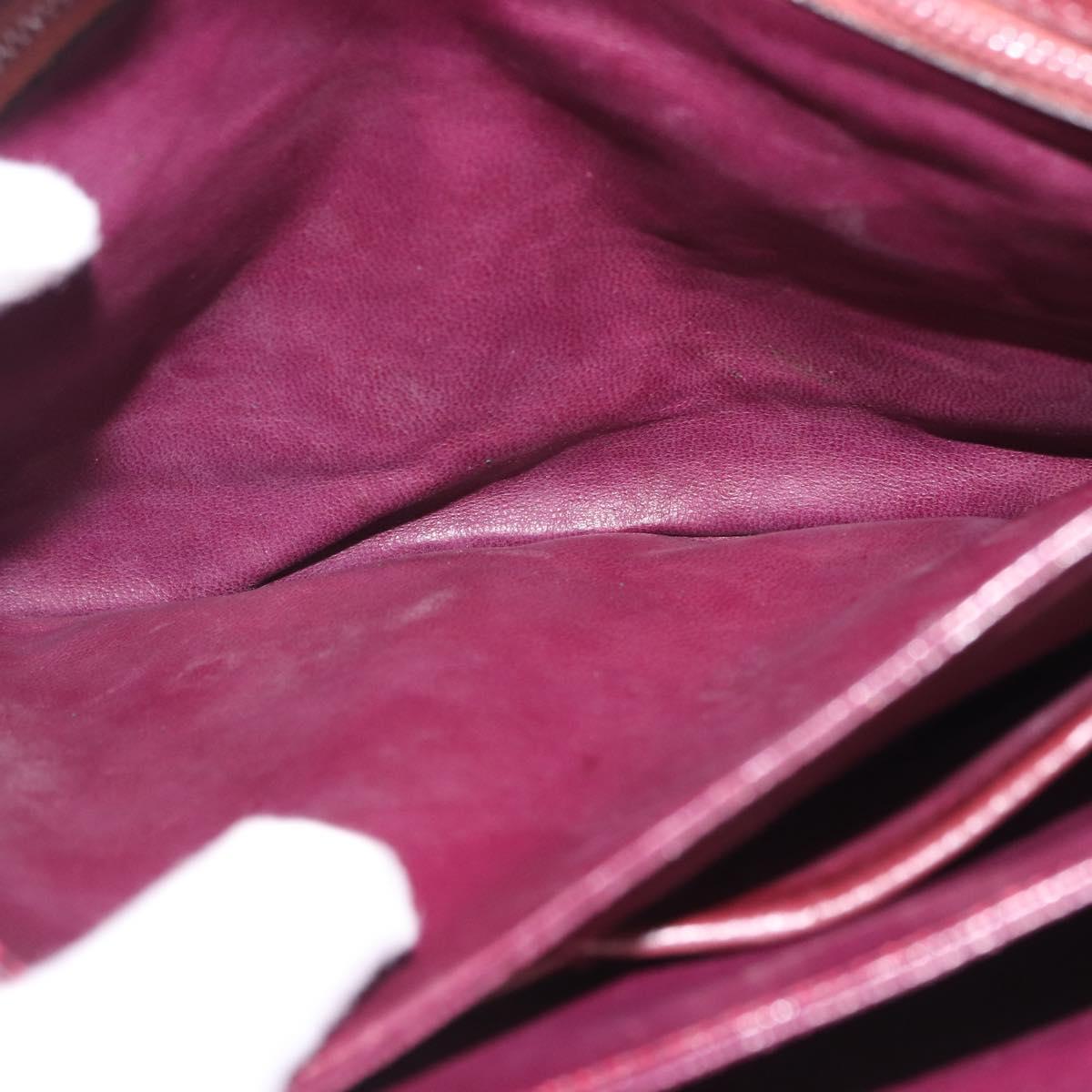 CELINE Shoulder Bag Leather Bordeaux Gold Tone Auth 202841