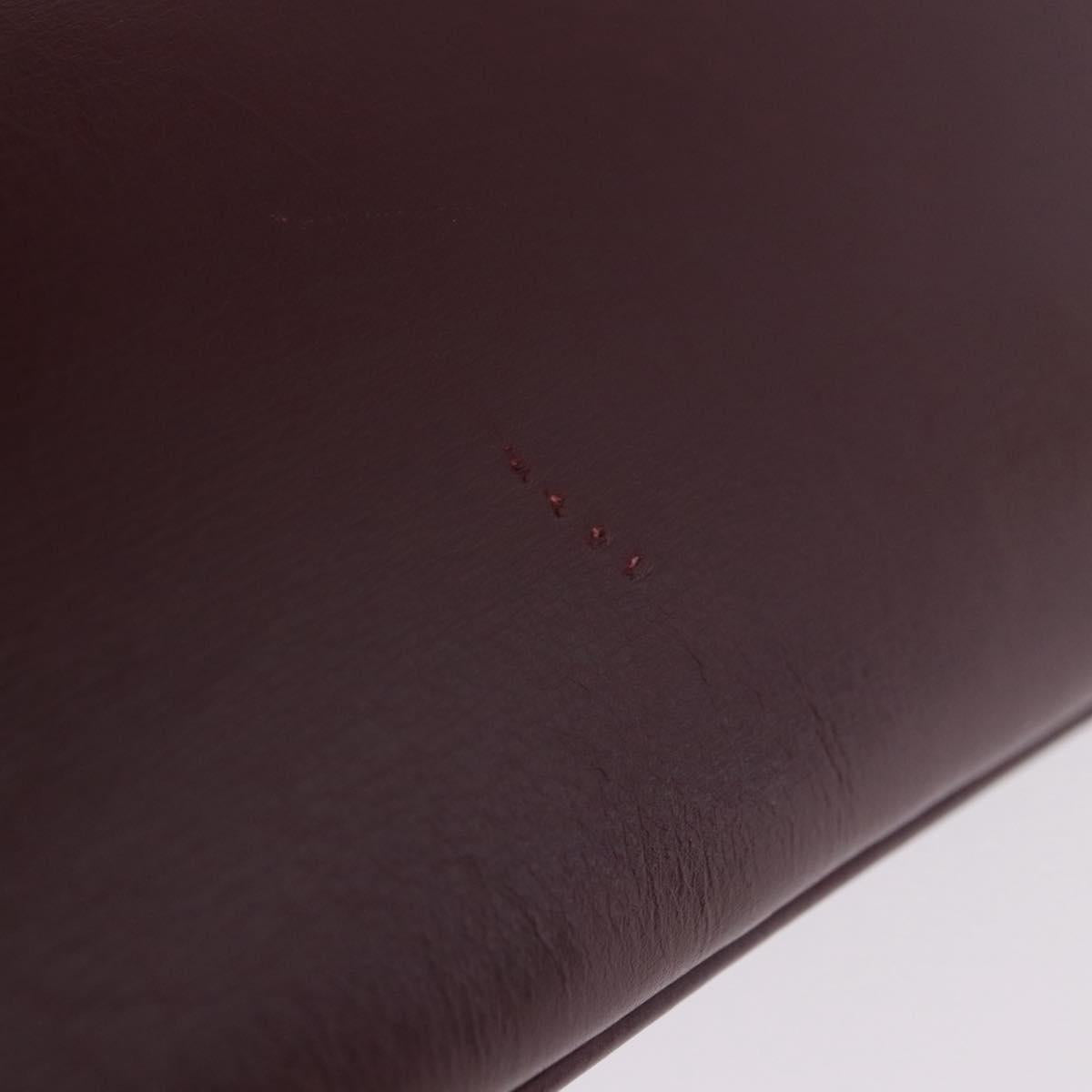 CELINE Shoulder Bag Leather Bordeaux Gold Tone Auth 202841