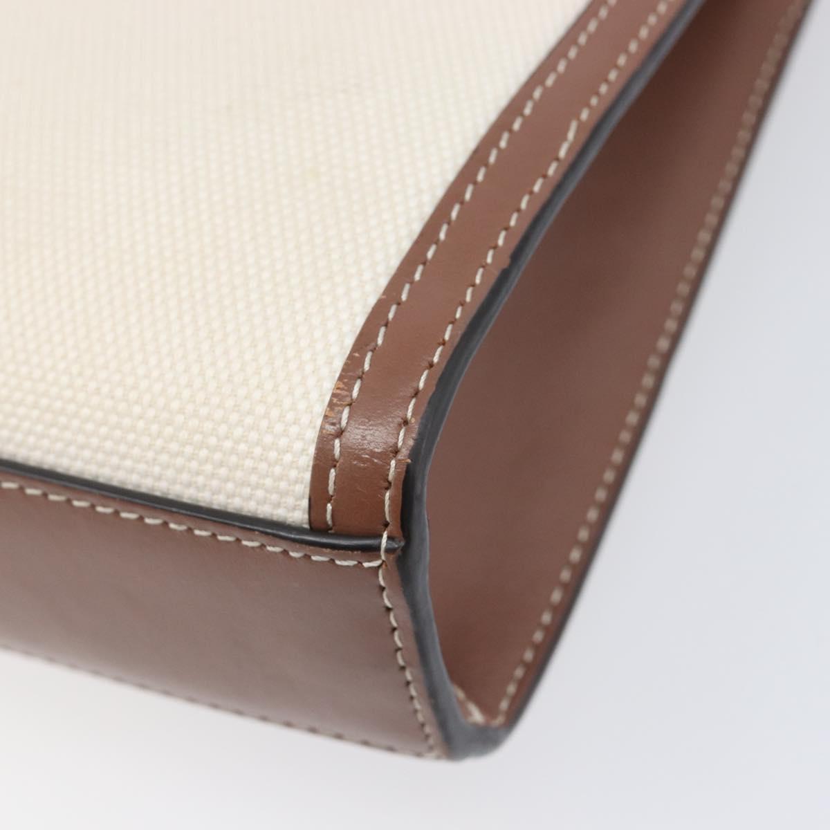 BURBERRY Hand Bag Canvas Beige Gold Tone Auth 202843