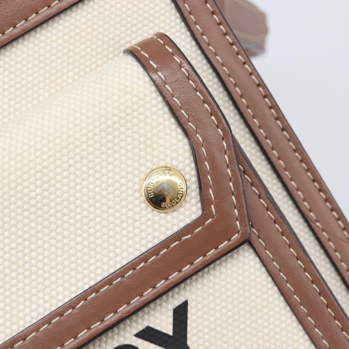 BURBERRY Hand Bag Canvas Beige Gold Tone Auth 202843