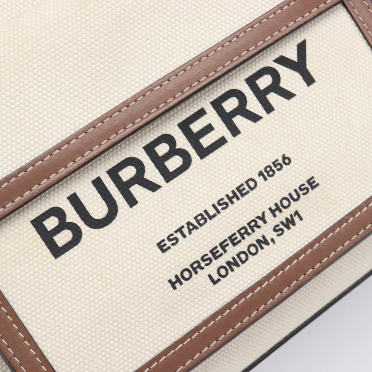 BURBERRY Hand Bag Canvas Beige Gold Tone Auth 202843