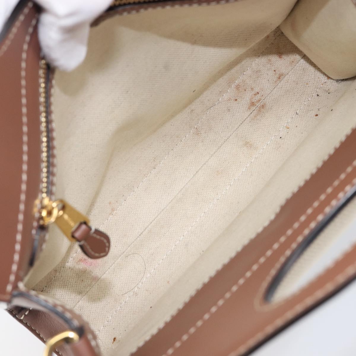 BURBERRY Hand Bag Canvas Beige Gold Tone Auth 202843