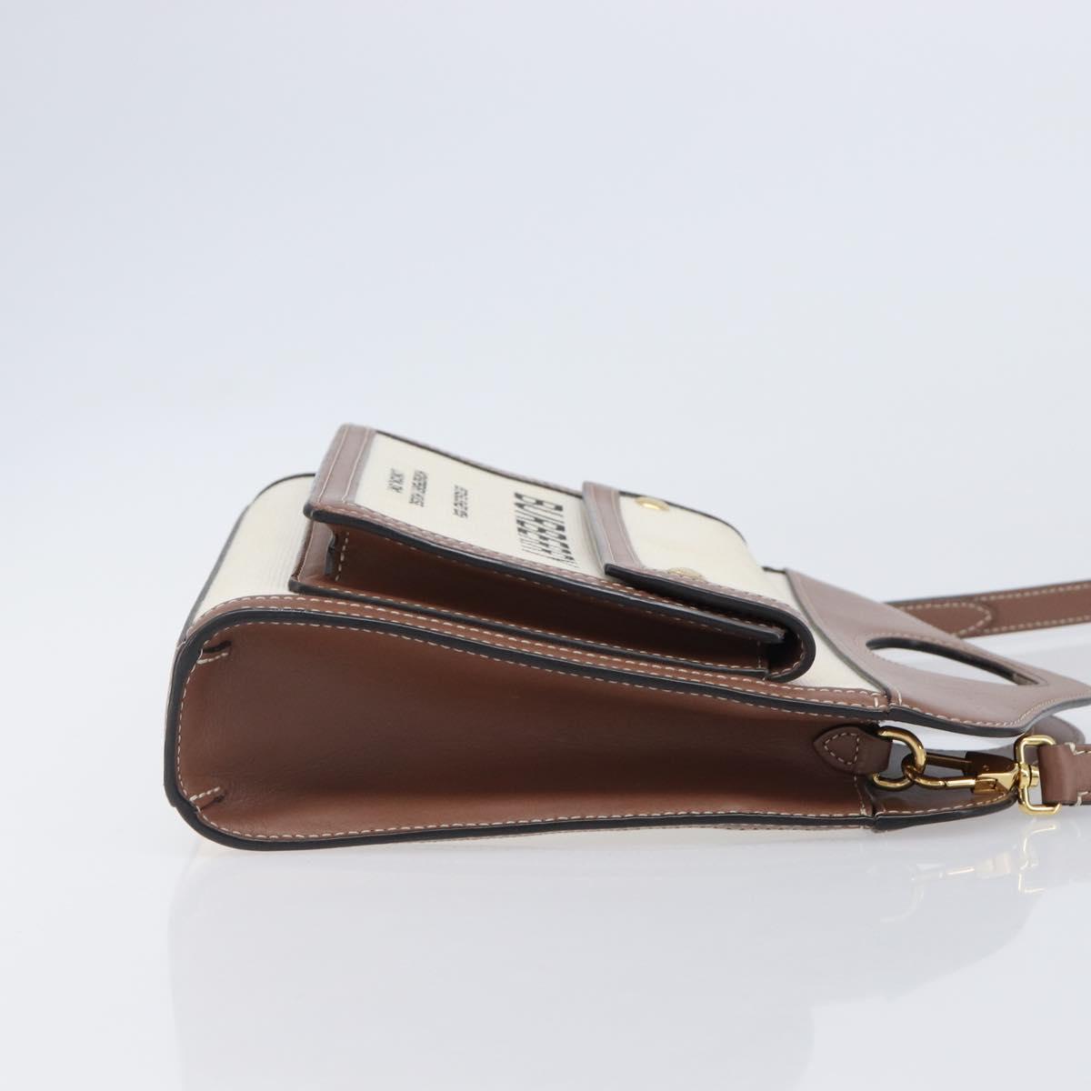 BURBERRY Hand Bag Canvas Beige Gold Tone Auth 202843