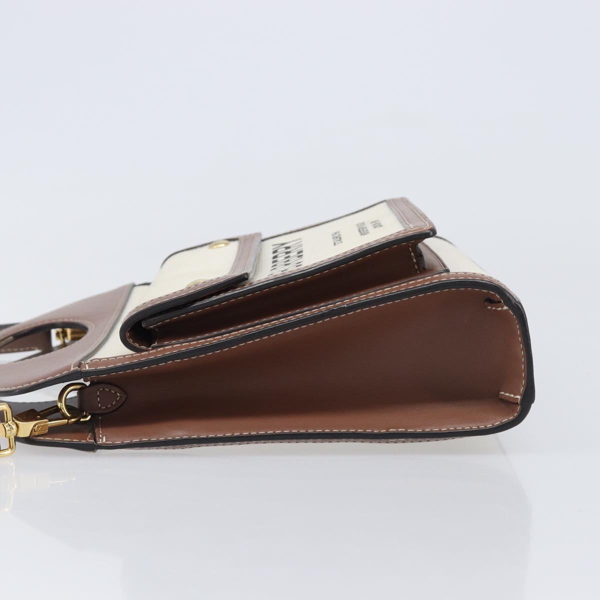 BURBERRY Hand Bag Canvas Beige Gold Tone Auth 202843