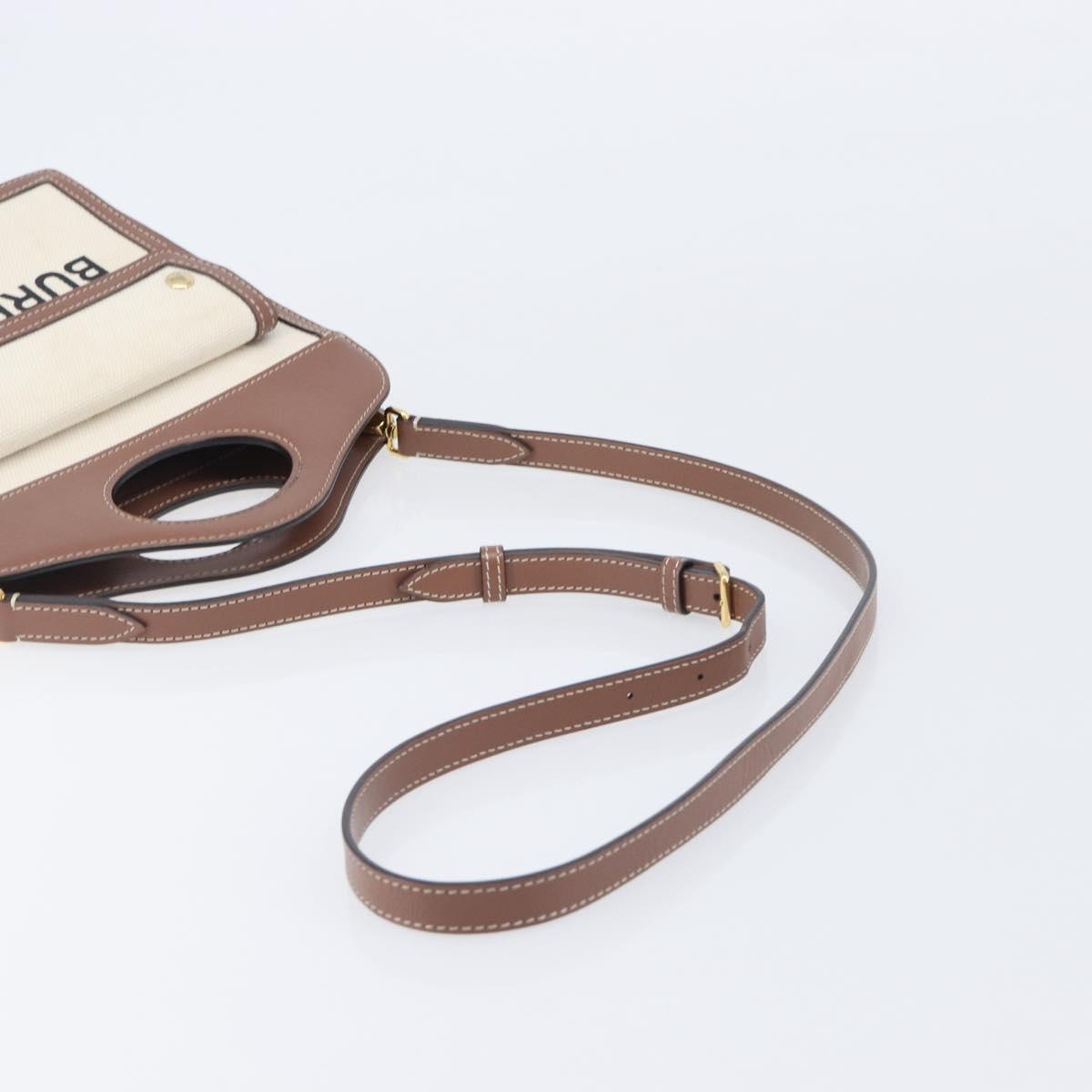 BURBERRY Hand Bag Canvas Beige Gold Tone Auth 202843
