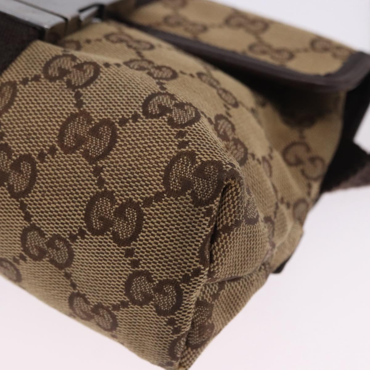 GUCCI GG Canvas Waist Bag Beige Silver 131236 Auth 202852