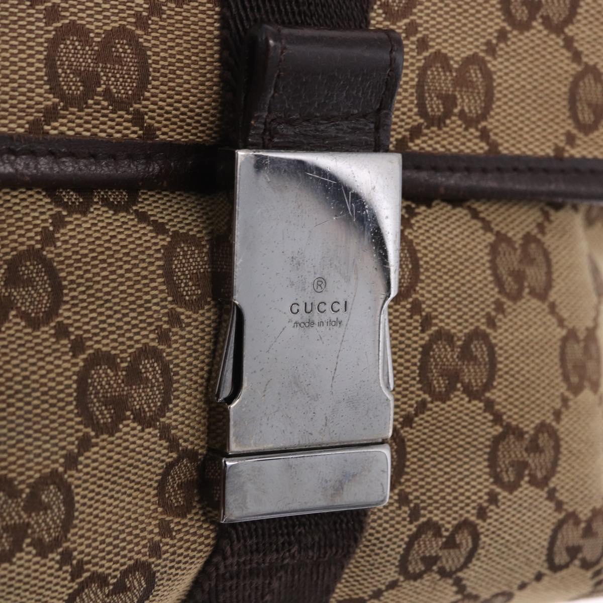 GUCCI GG Canvas Waist Bag Beige Silver 131236 Auth 202852