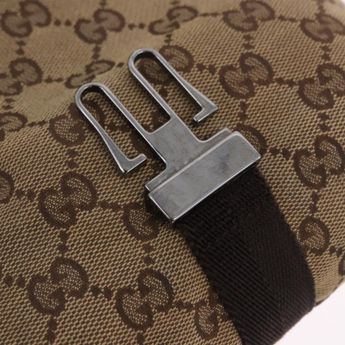 GUCCI GG Canvas Waist Bag Beige Silver 131236 Auth 202852