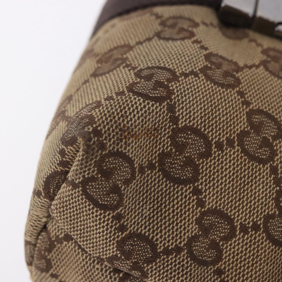 GUCCI GG Canvas Waist Bag Beige Silver 131236 Auth 202852