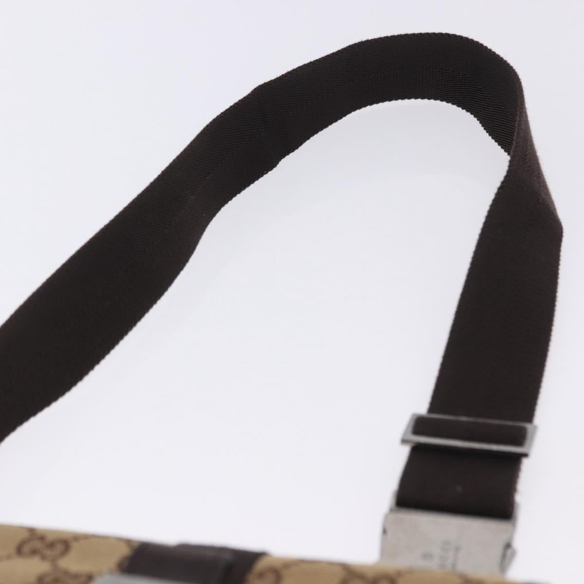GUCCI GG Canvas Waist Bag Beige Silver 131236 Auth 202852