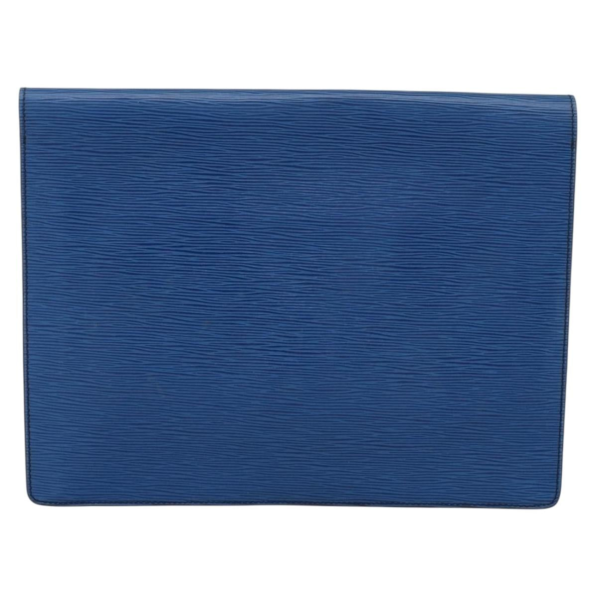 LOUIS VUITTON Epi Porte Documents Senateur Clutch Bag Blue M54455 LV Auth 202853