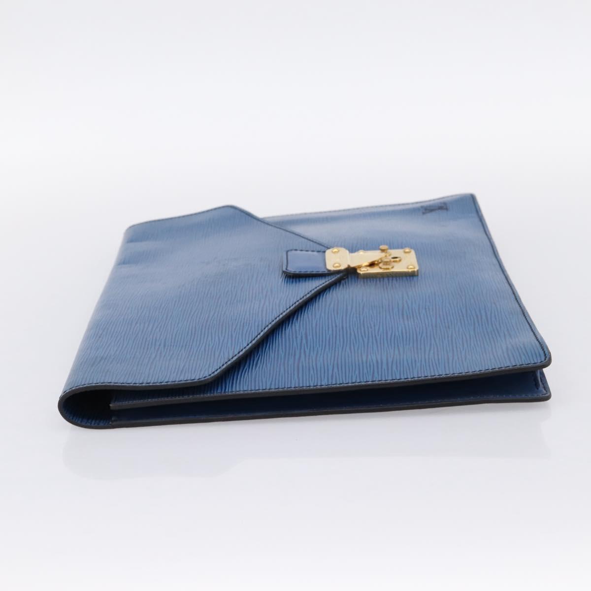 LOUIS VUITTON Epi Porte Documents Senateur Clutch Bag Blue M54455 LV Auth 202853