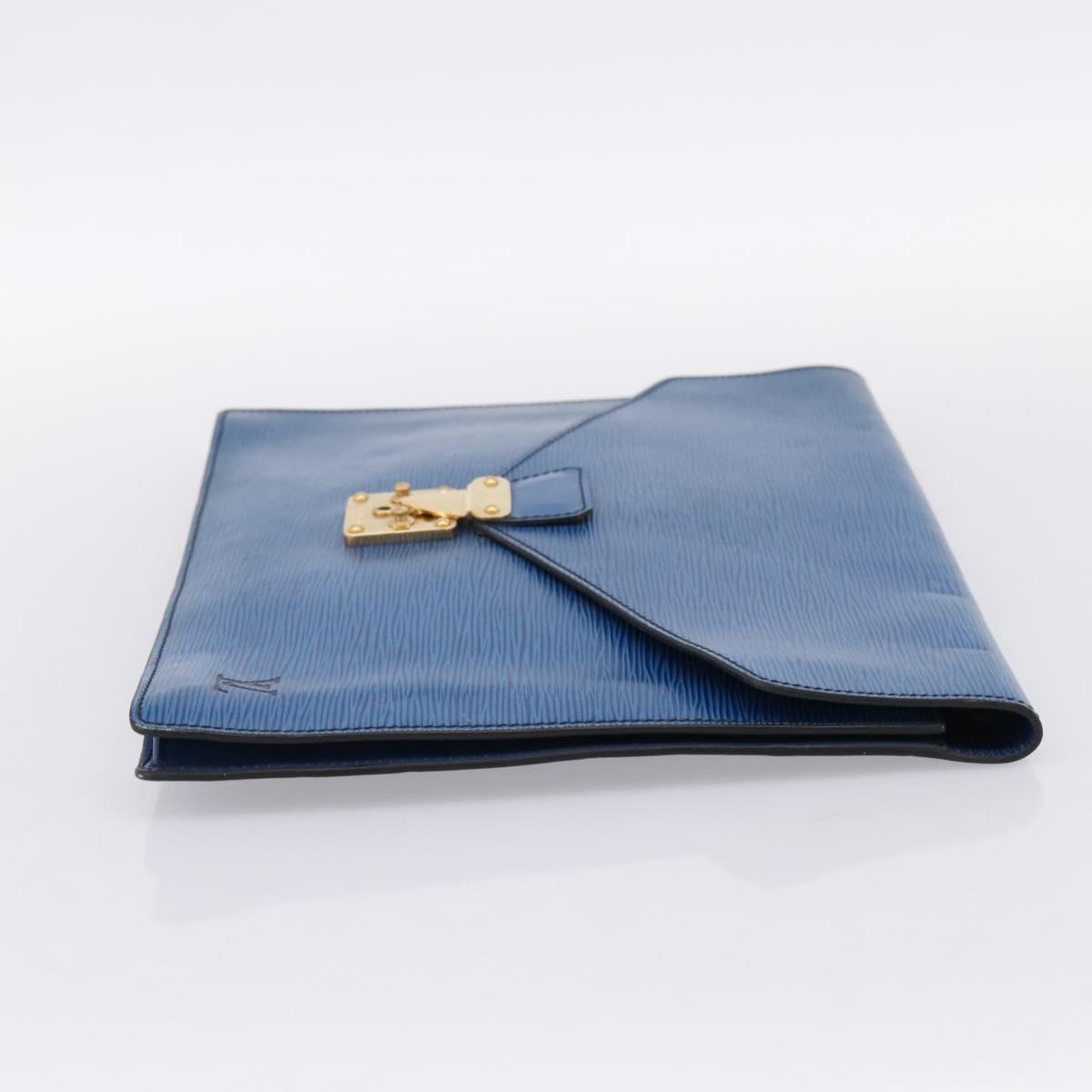 LOUIS VUITTON Epi Porte Documents Senateur Clutch Bag Blue M54455 LV Auth 202853