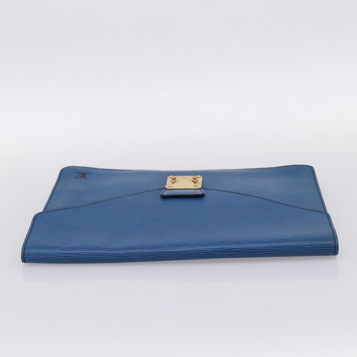 LOUIS VUITTON Epi Porte Documents Senateur Clutch Bag Blue M54455 LV Auth 202853