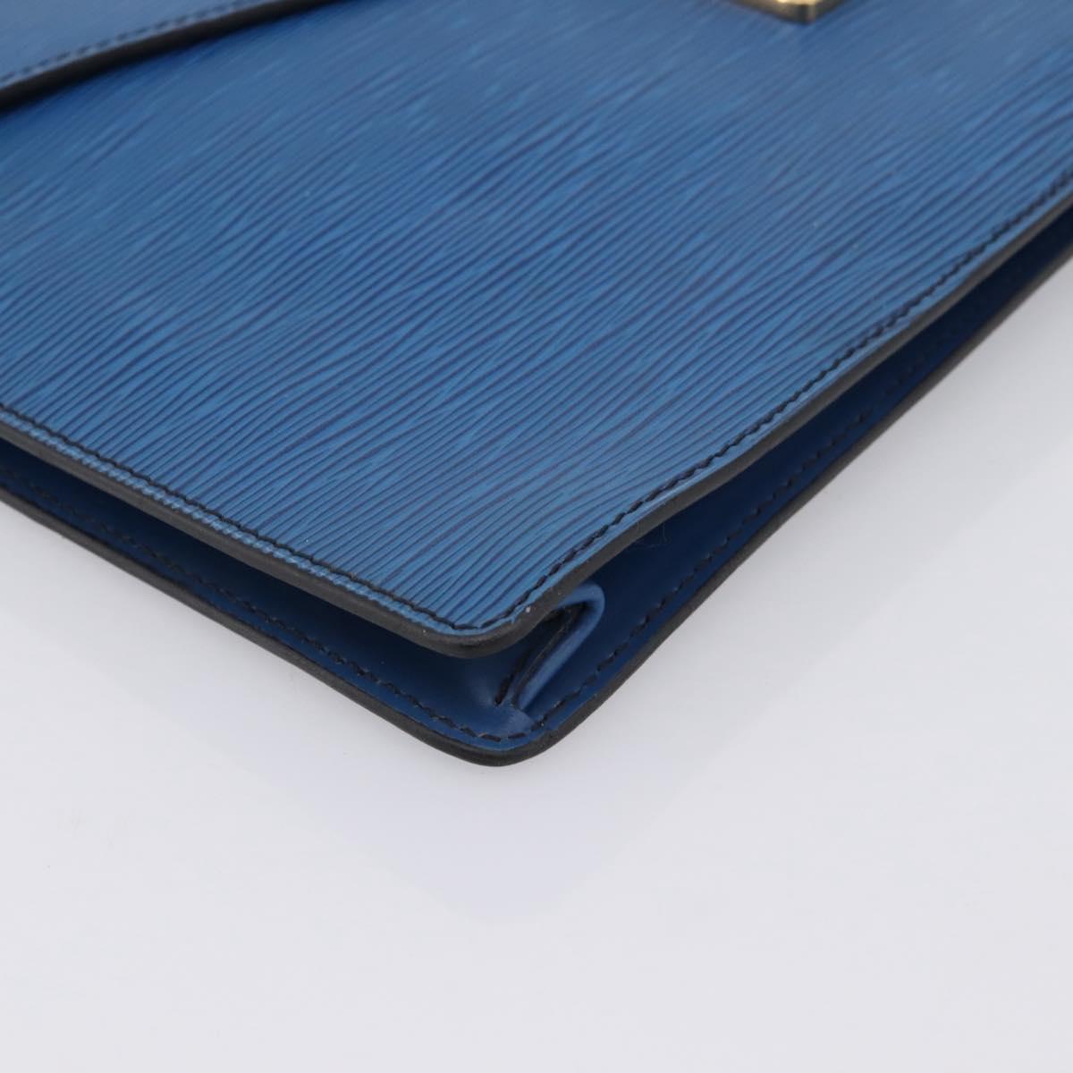 LOUIS VUITTON Epi Porte Documents Senateur Clutch Bag Blue M54455 LV Auth 202853