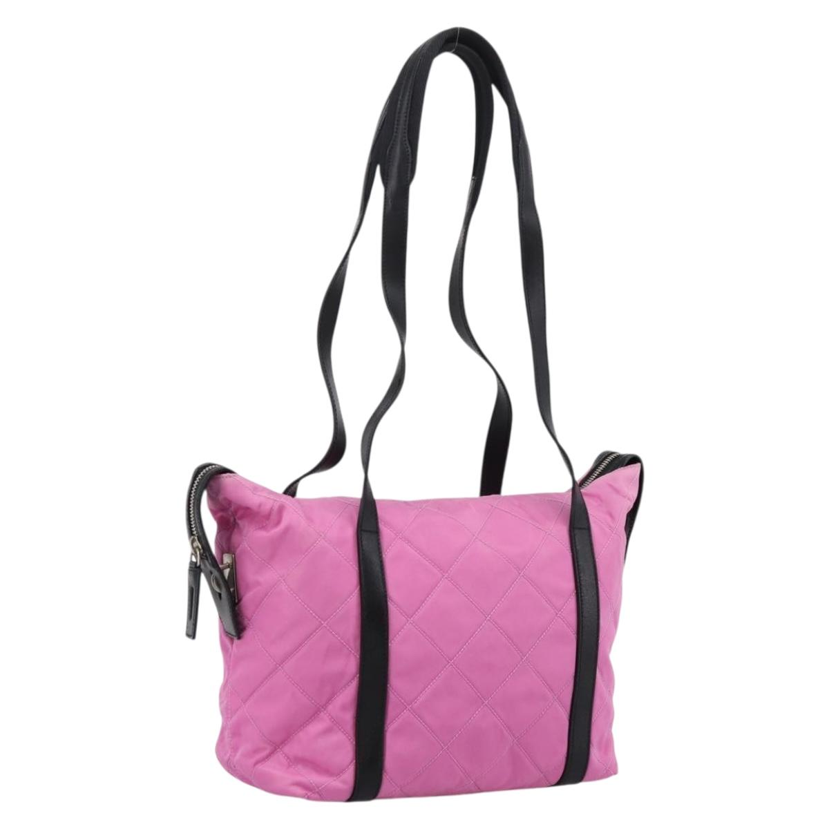 PRADA Shoulder Bag Nylon Pink Black Auth 202854