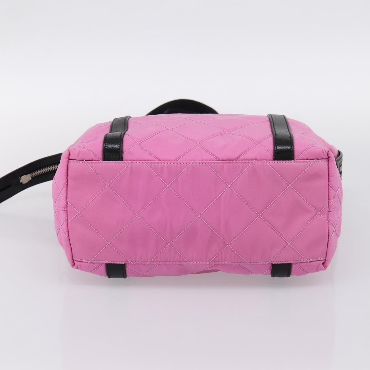 PRADA Shoulder Bag Nylon Pink Black Auth 202854