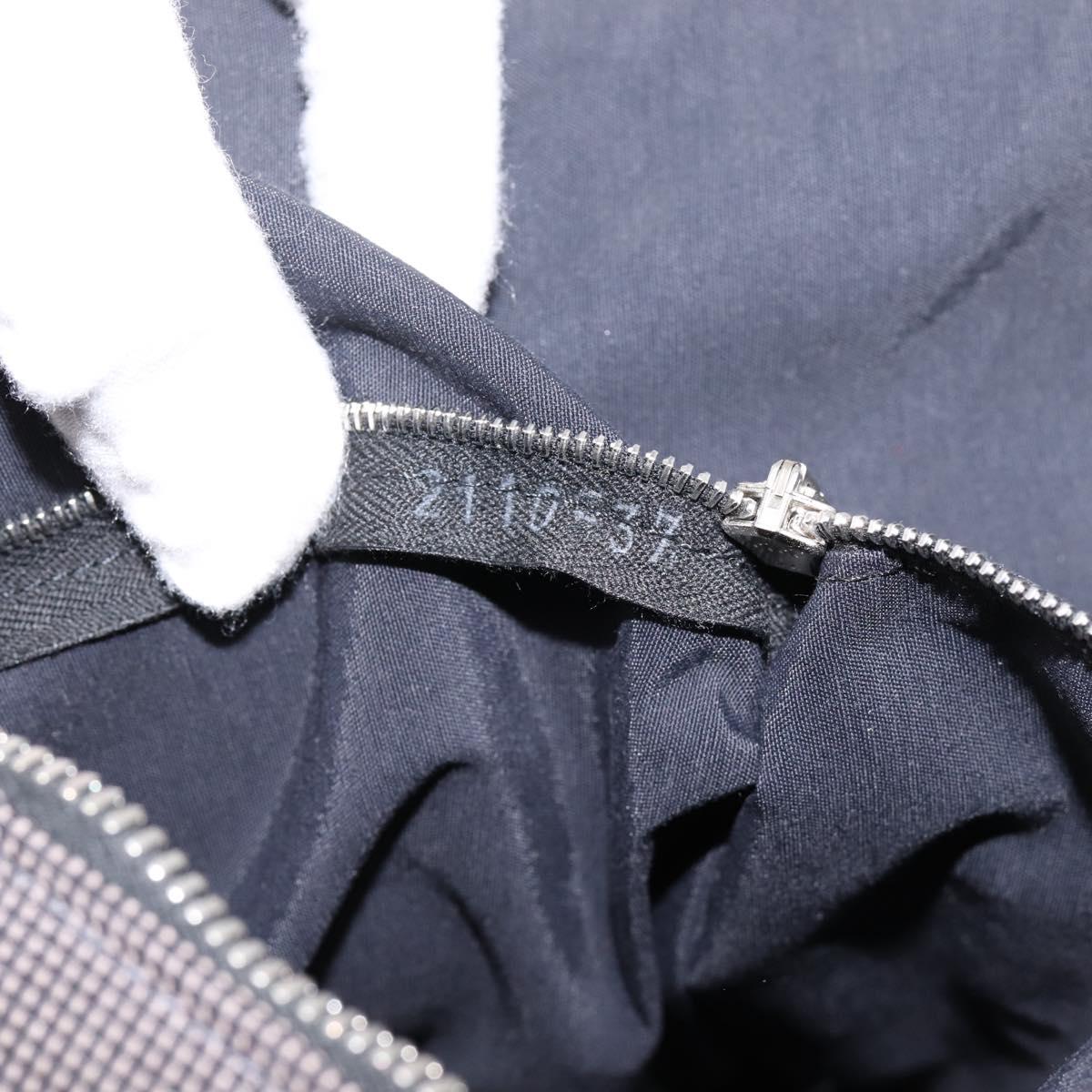 HERMES Her Line Porte Documents Hand Bag Canvas Gray Silver Auth 202855A