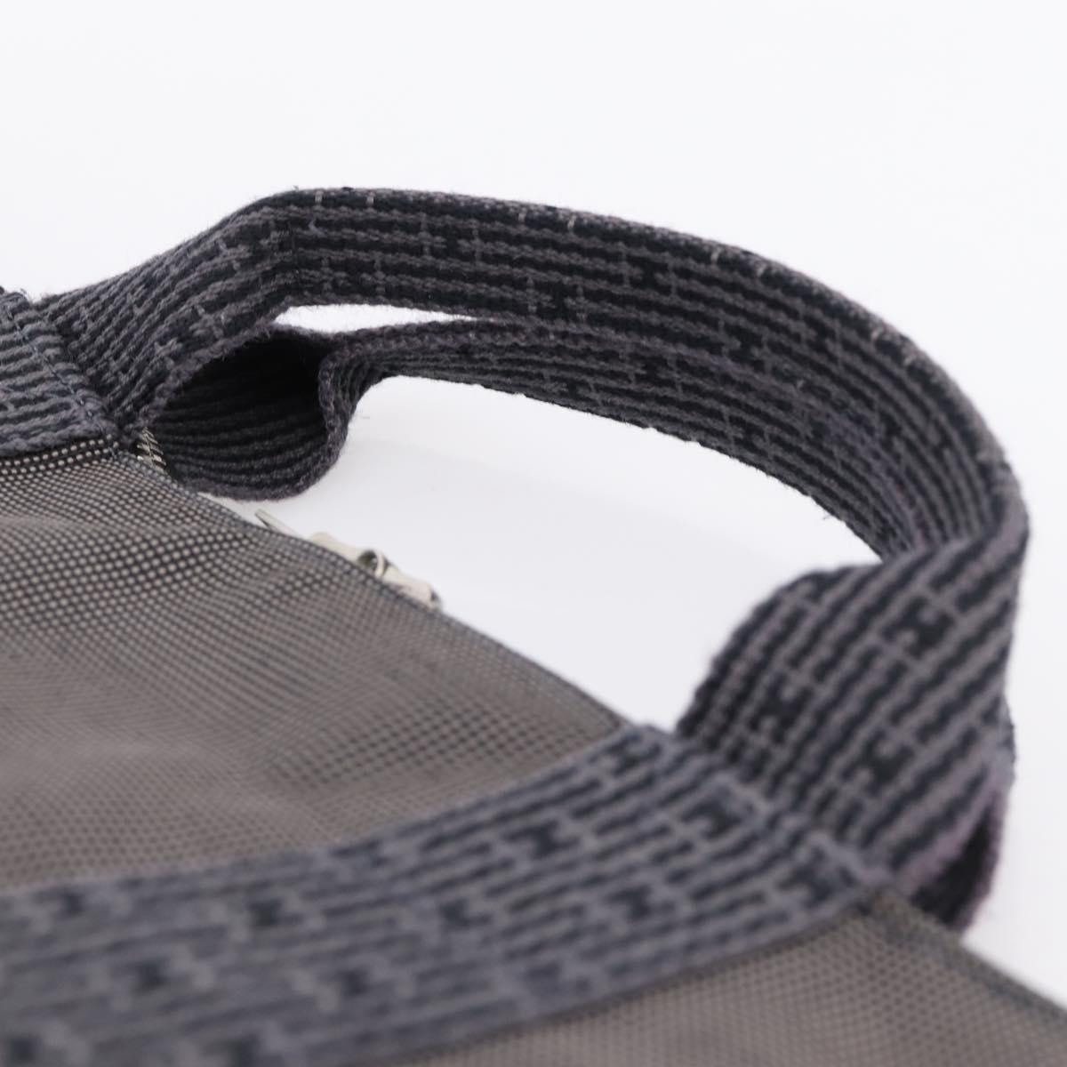 HERMES Her Line Porte Documents Hand Bag Canvas Gray Silver Auth 202855A