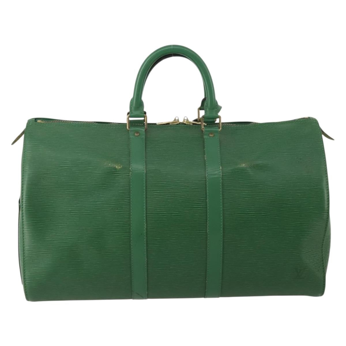 LOUIS VUITTON Epi Keepall 45 Boston Bag Green M42974 LV Auth 202856