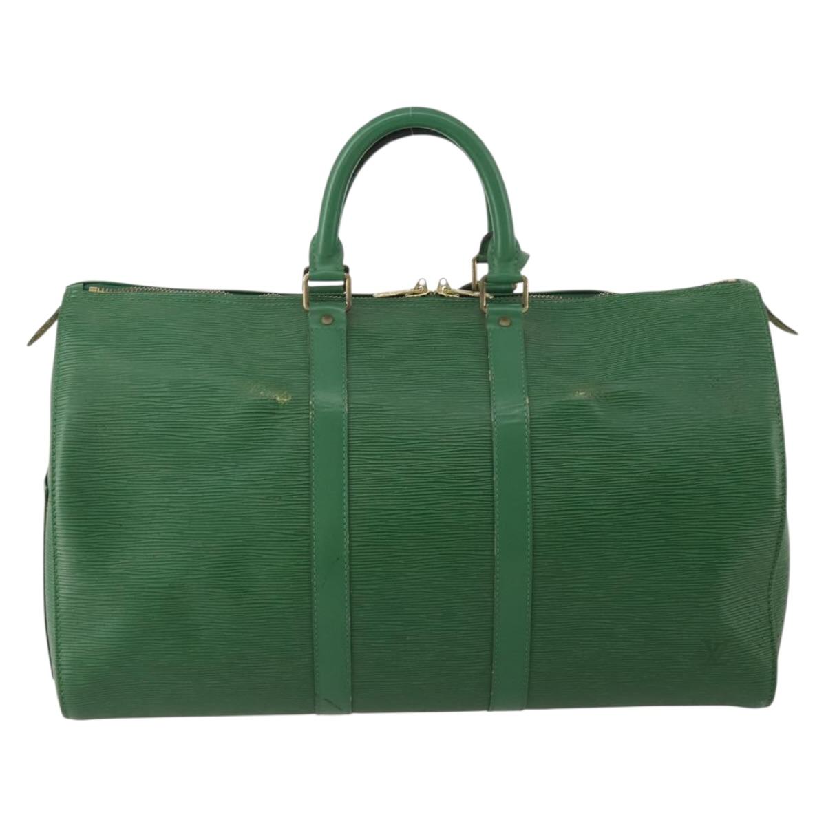 LOUIS VUITTON Epi Keepall 45 Boston Bag Green M42974 LV Auth 202856